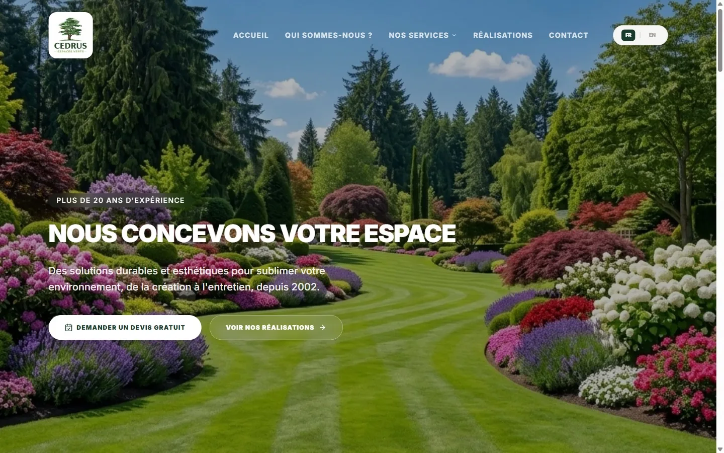 Site Cedrus Espaces Verts, paysagiste, vue ordinateur, réalisé par LUMINIA
